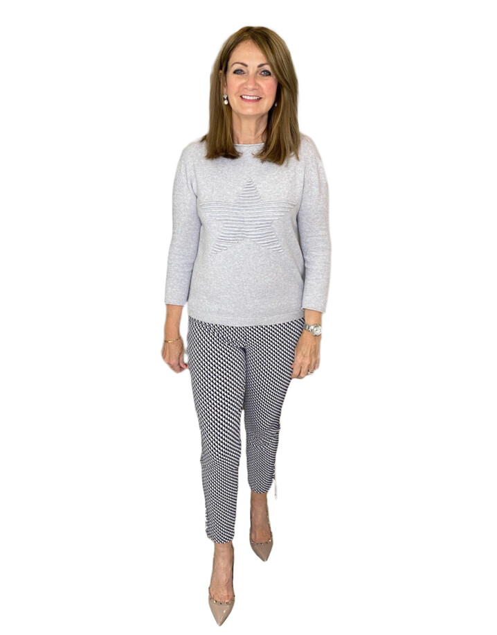 Robell Rose 09 Geo Rope Trousers  - Navy