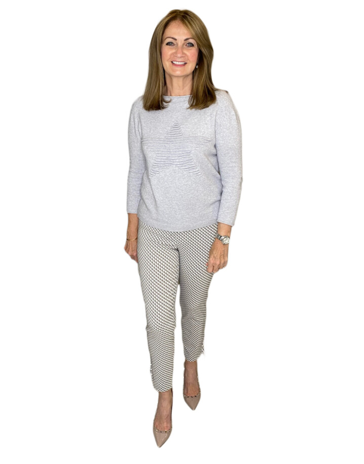 Robell Rose 09 Geo Rope Trousers  - Taupe