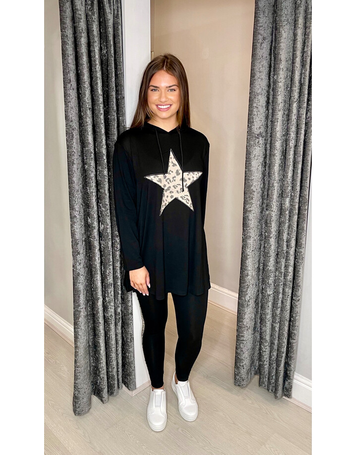 Malissa J Leopard Star Loungewear Set - Black