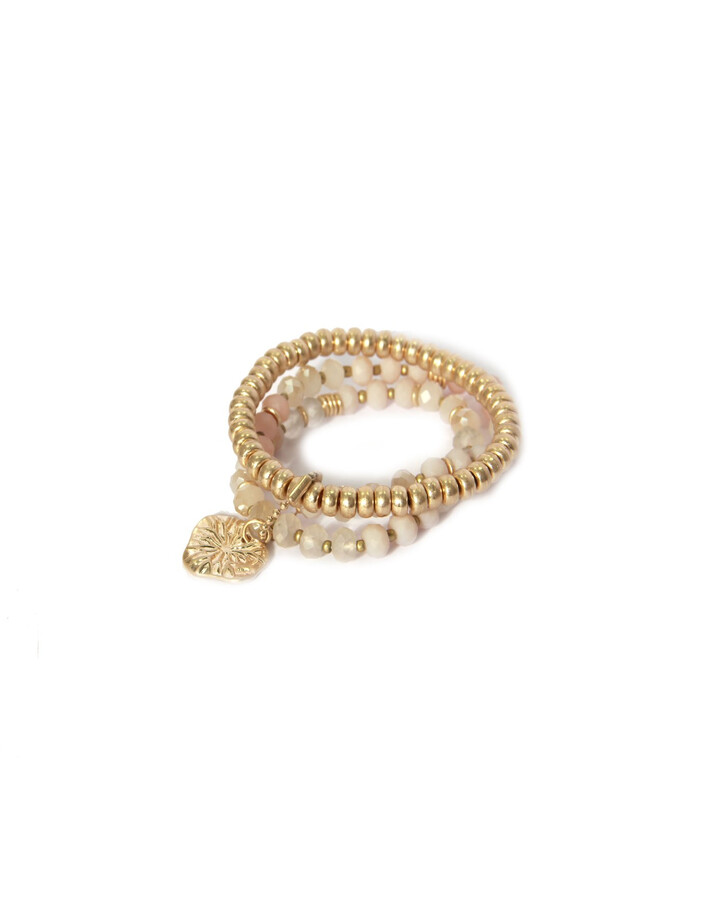 Lucy Cobb Jewellery Triple Layer Bead Heart Bracelet 1081 - White
