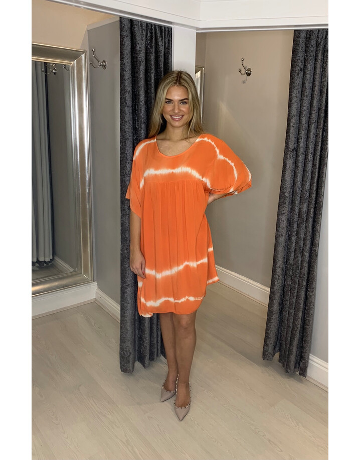 Lucy Cobb Tahiti Tie Dye Smock Dress - Orange