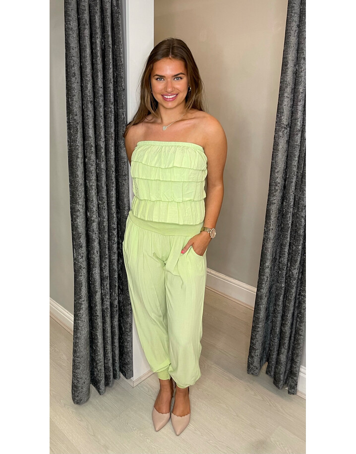 Lucy Cobb Brooke Bandeau Jumpsuit - Lime Green