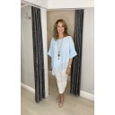 Serenity Plain Chiffon Hem Top - Pale Blue 