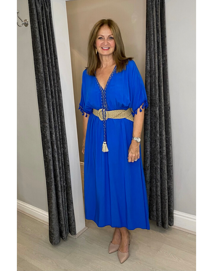 Lucy Cobb Maya Plain Tassel Dress - Royal