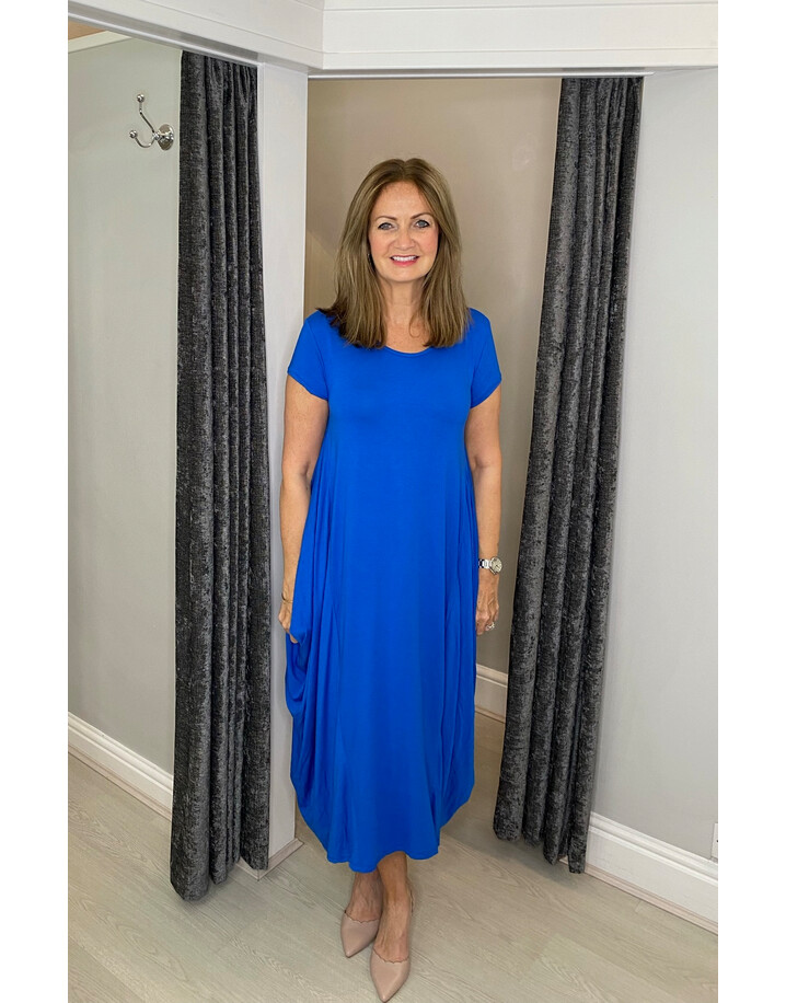 Lucy Cobb Tara Cap Sleeve Dress - Royal