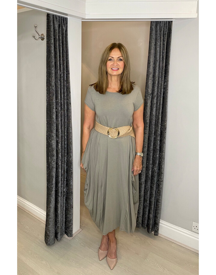Lucy Cobb Tara Cap Sleeve Dress - Taupe