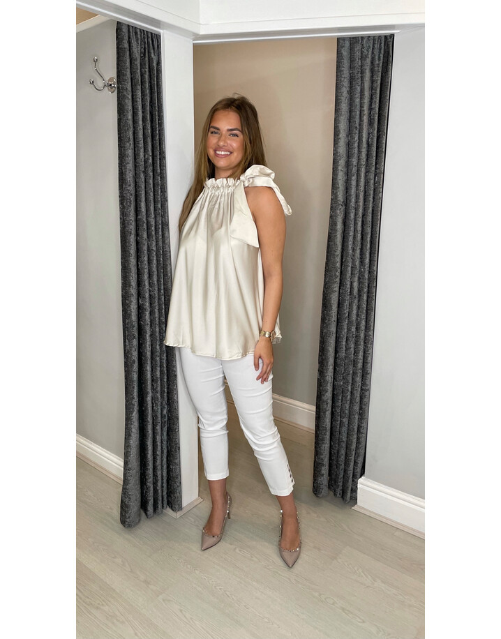 Lucy Cobb Shea Satin Swing Top - Stone