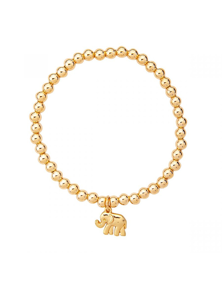 Lucy Cobb Jewellery Emily Rhodium Elephant Elasticated Bracelet - Gold