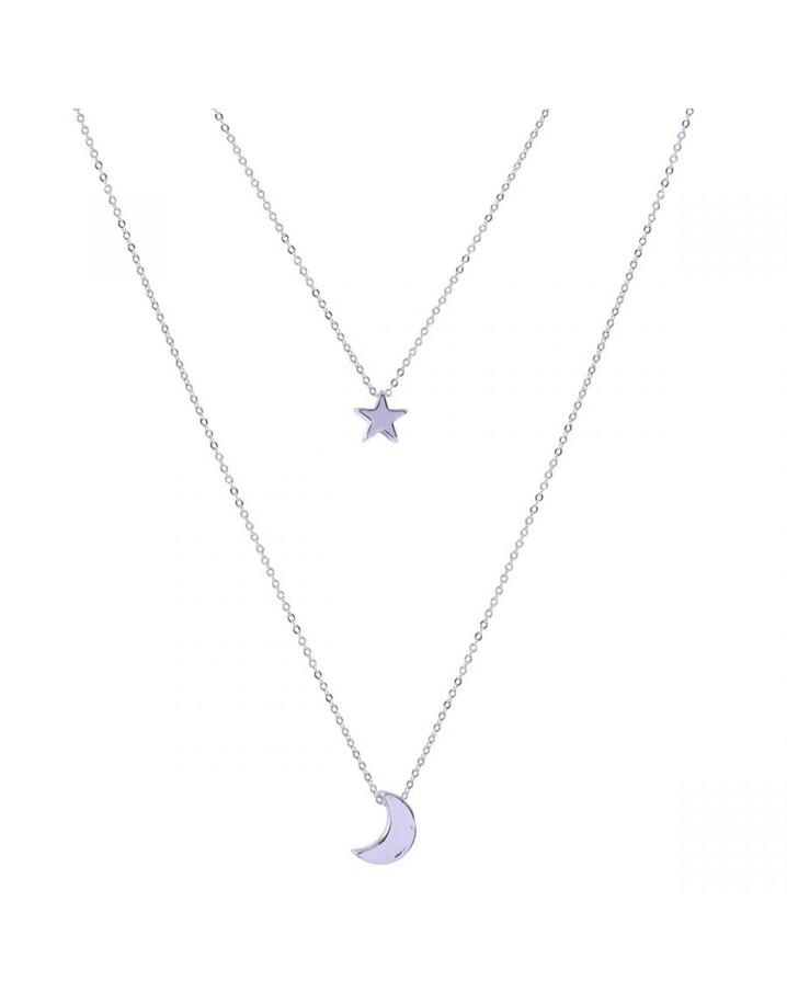 Lucy Cobb Jewellery Keira Star and Moon Multi-row Short Necklace - White