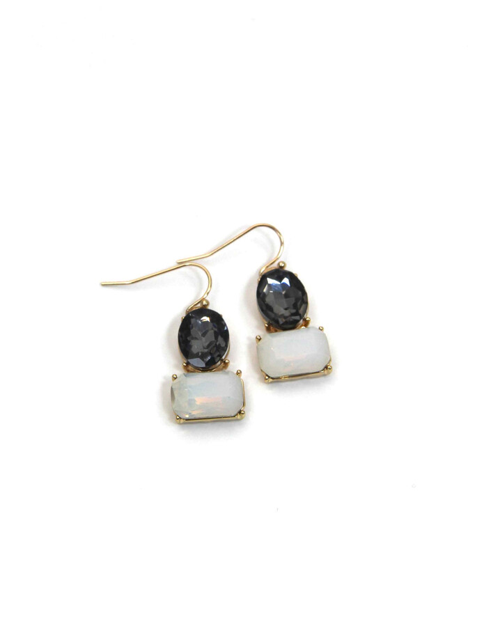 Lucy Cobb Jewellery Oval Earrings with Square Stone 1552 - Gold