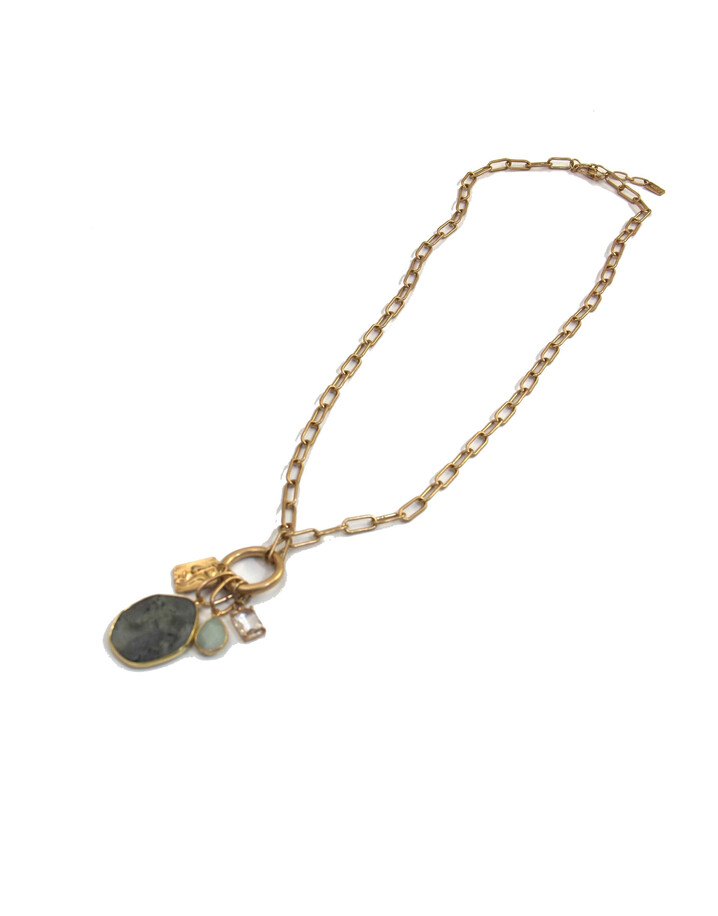 Lucy Cobb Jewellery Stone Multi-charm Chain Long Necklace 1520 - Gold