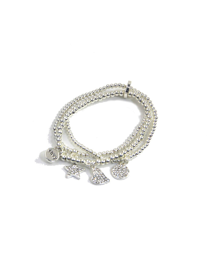 Lucy Cobb Jewellery Multi-charm Layered Bracelet 1541 - Silver
