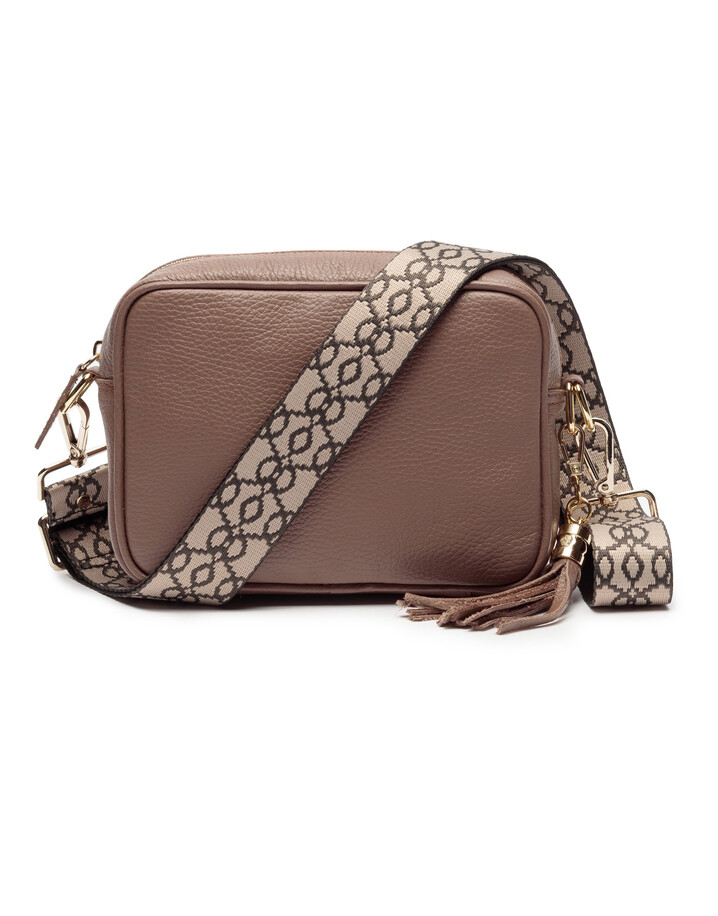 Elie Beaumont Leather Crossbody Bag - Taupe With Baroque