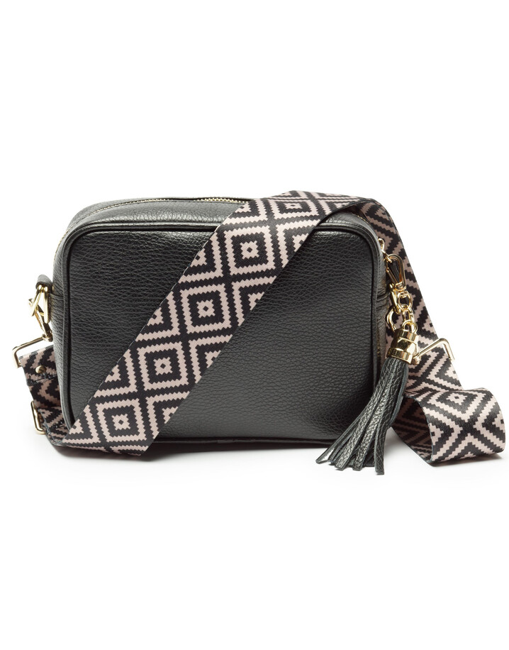 Elie Beaumont Leather Crossbody Bag - Black With Diamond
