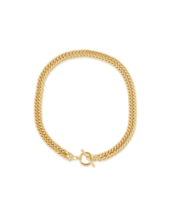 Big Metal London Molly Curb Chain Statement T-Bar Necklace - Gold