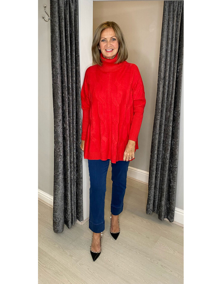 Lucy Cobb Cleo Cable Knit Jumper - Red