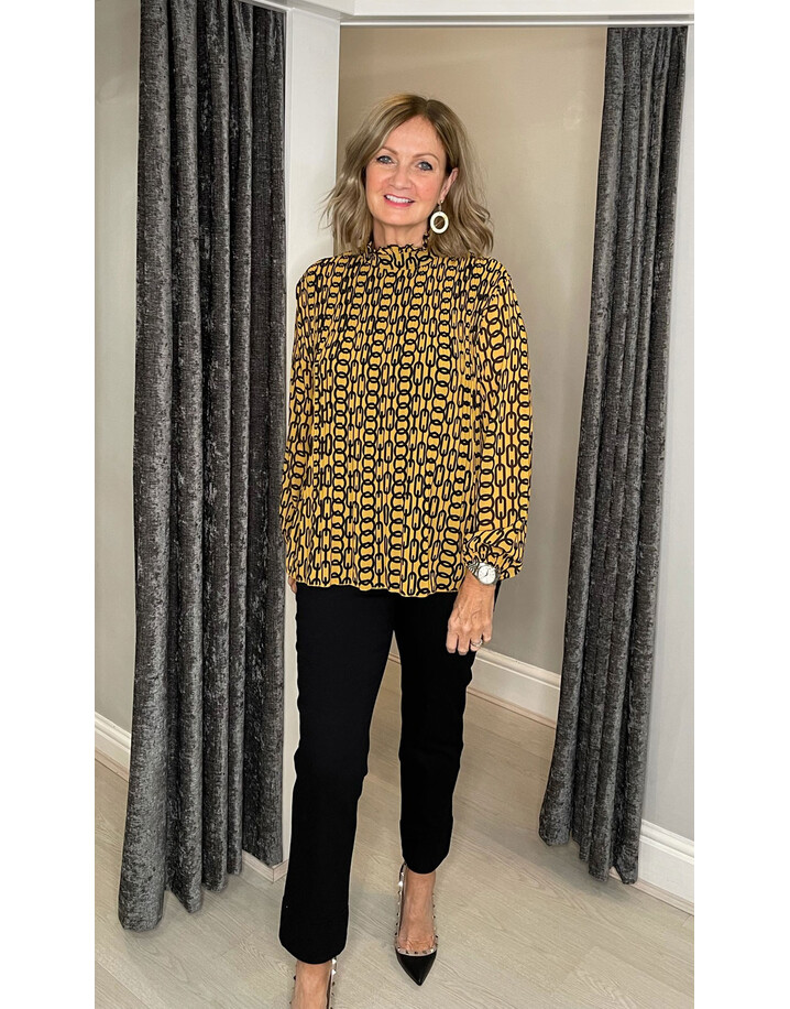 Lucy Cobb Clemmie High Neck Top - Mustard Chain