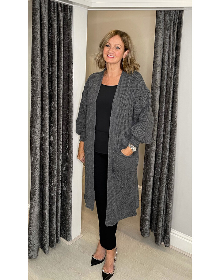 Lucy Cobb Calli Chunky Knit Cardigan - Mid Grey