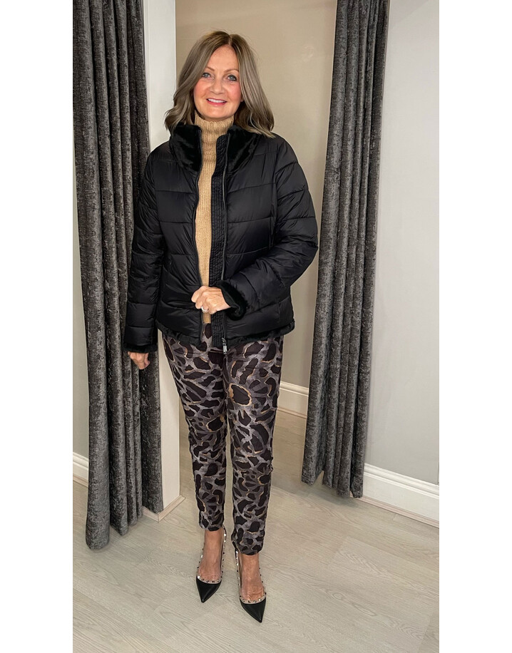 Frandsen Freya Faux Fur Collar Padded Jacket - Black
