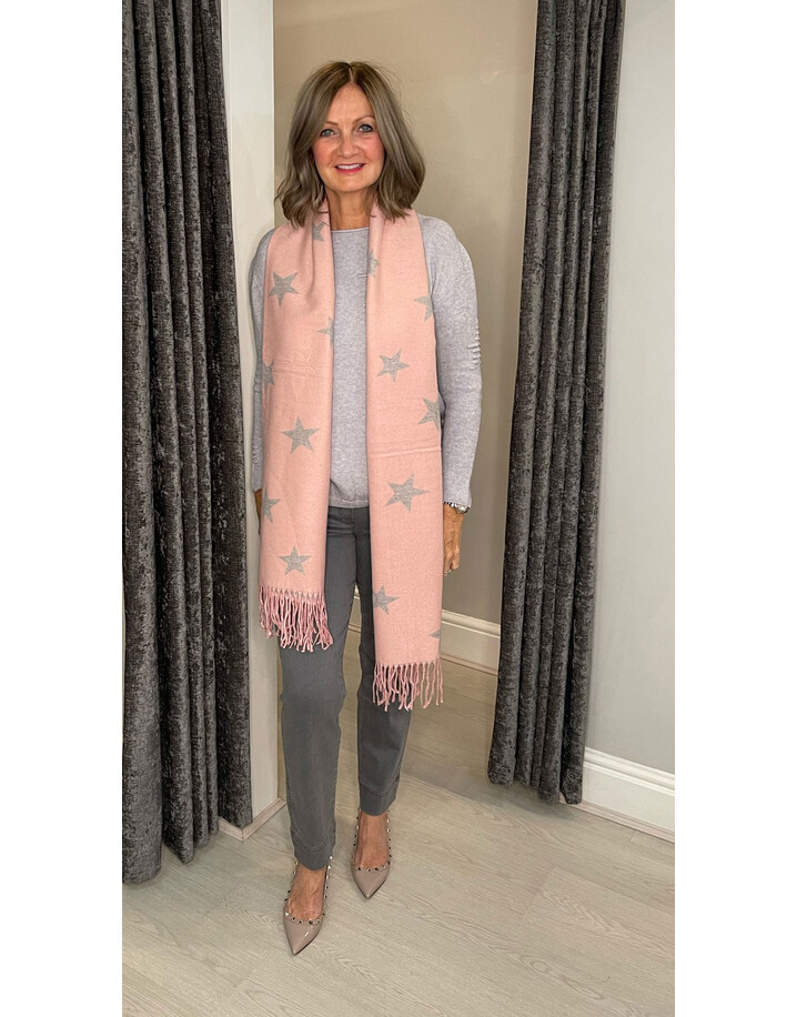 Lucy Cobb Accessories Star Luxury Reversible Pashmina - Baby Pink