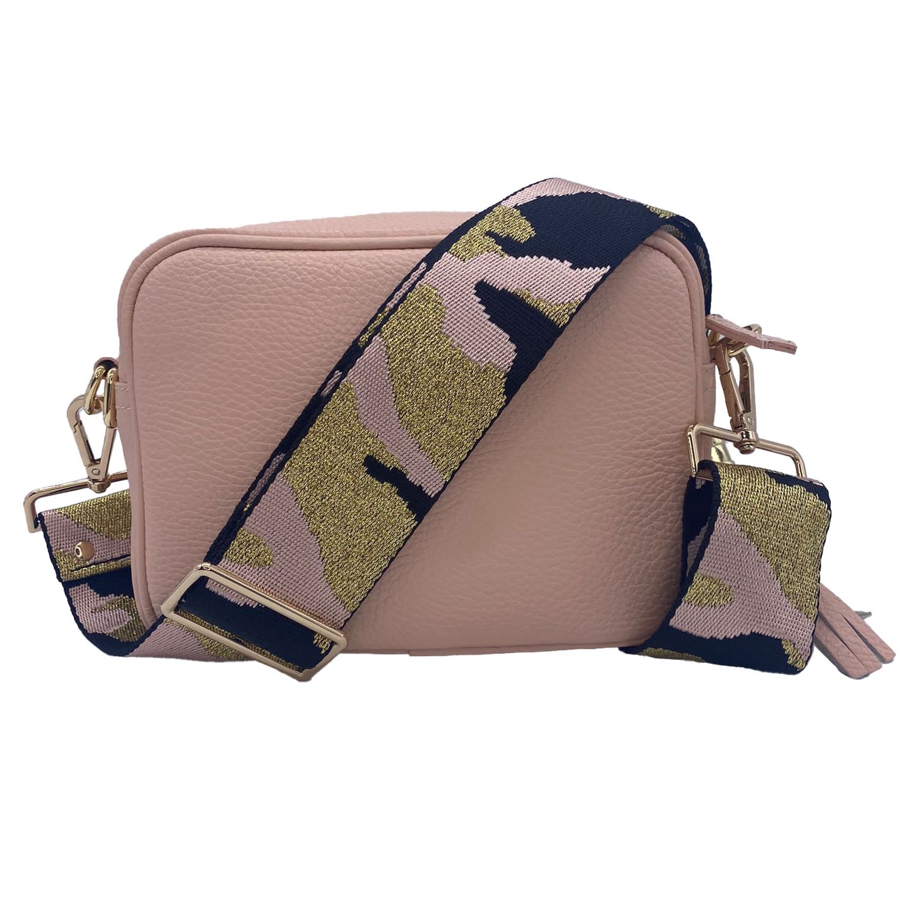 Elie Beaumont Leather Crossbody Bag in Pink with Pink Camo