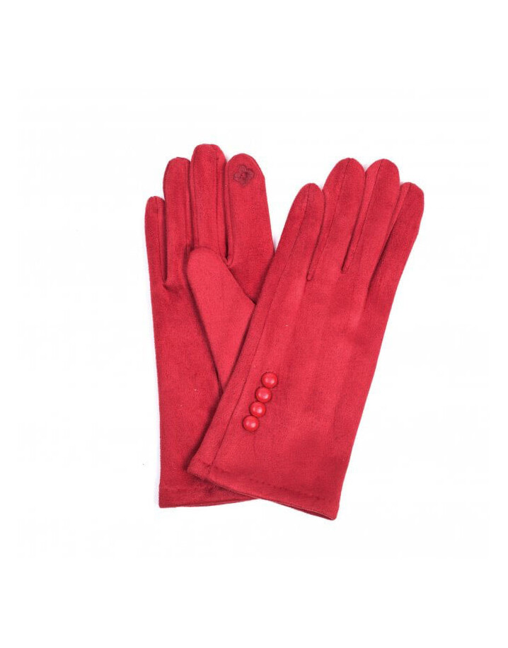 Lucy Cobb Accessories Brie Button Gloves - Red