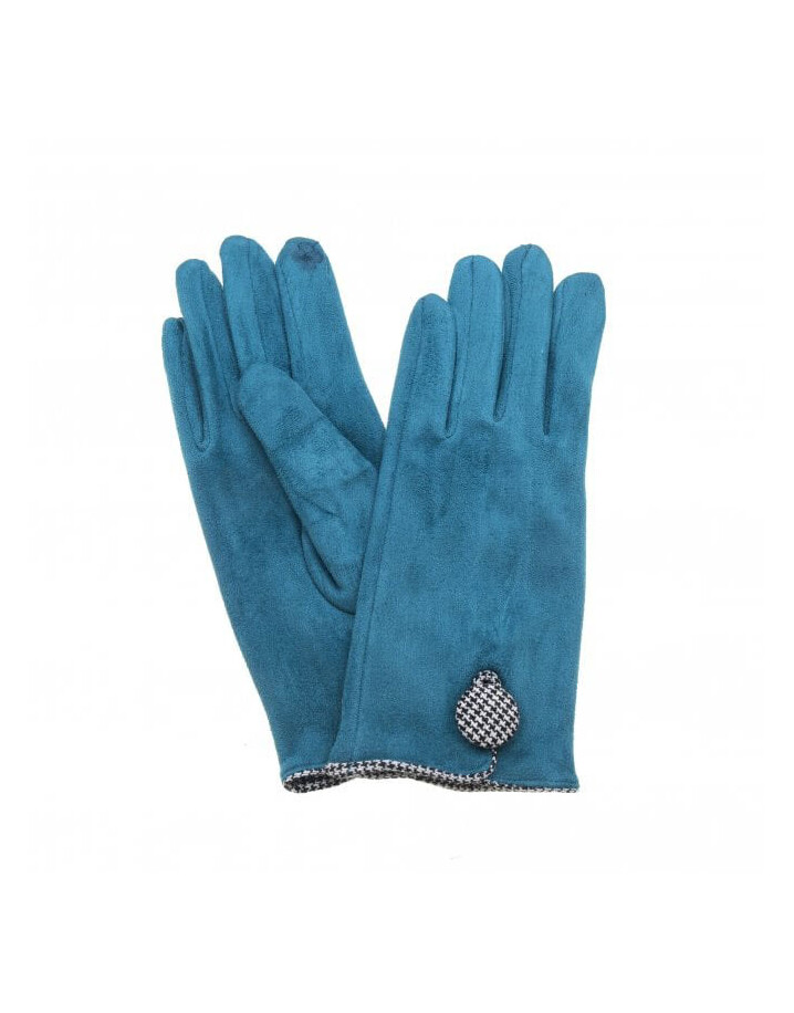 Lucy Cobb Accessories Dixie Dogtooth Button Gloves - Teal