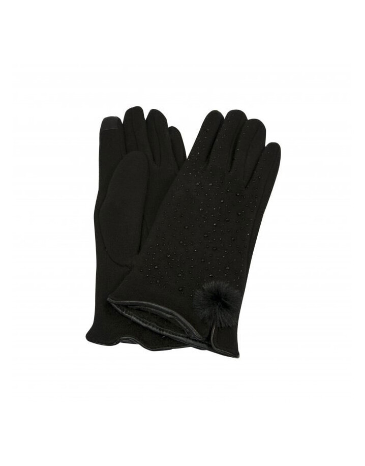 Lucy Cobb Accessories Felicity Faux Fur PomPom Gloves - Black