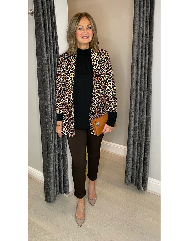 Lucy Cobb Rhea Animal Print Blazer - Black Animal Print