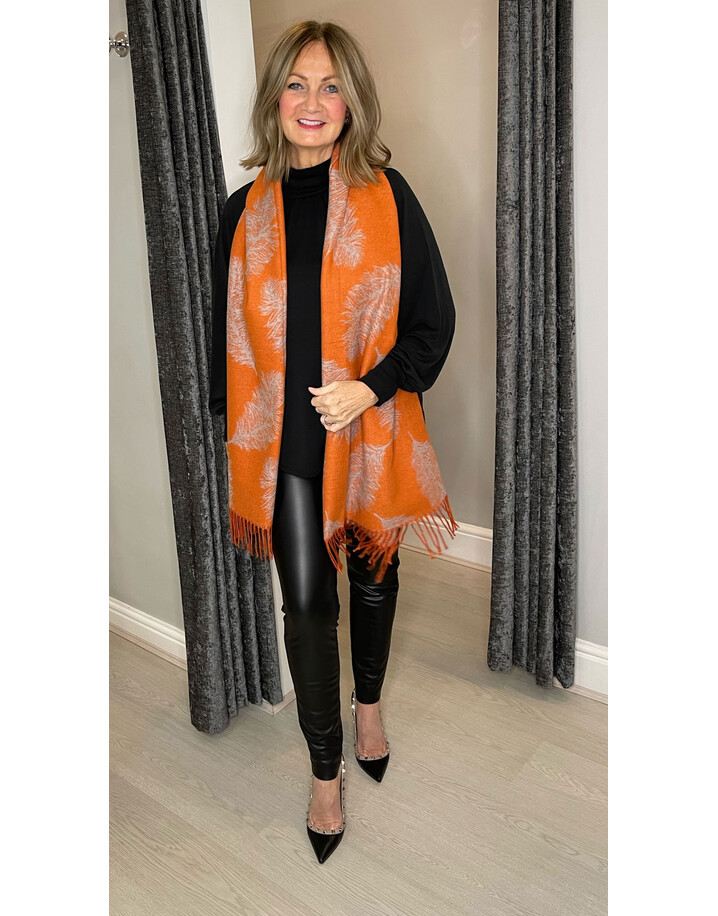 Lucy Cobb Accessories Fern Luxury Reversible Pashmina - Burnt Orange