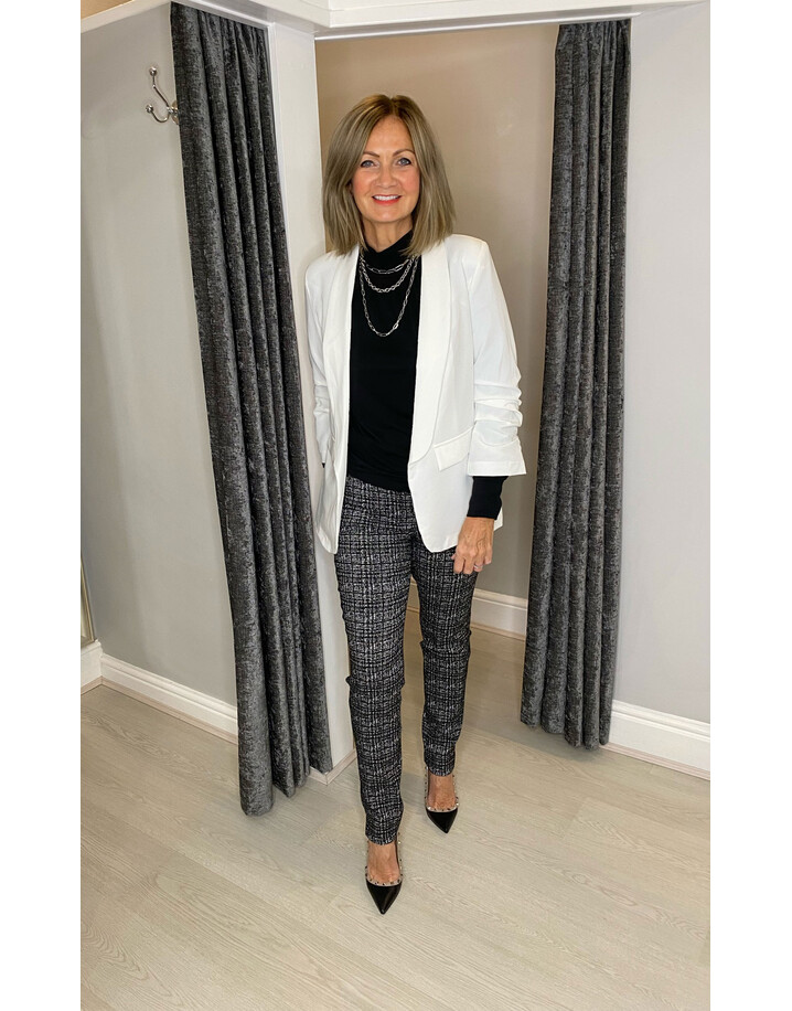 Robell Rose Geometric Jacquard Trousers - Black Mix