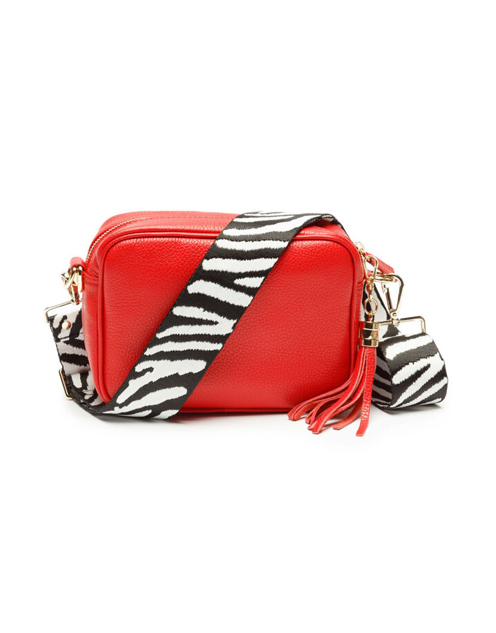 Elie Beaumont Leather Crossbody Bag - Red With Zebra