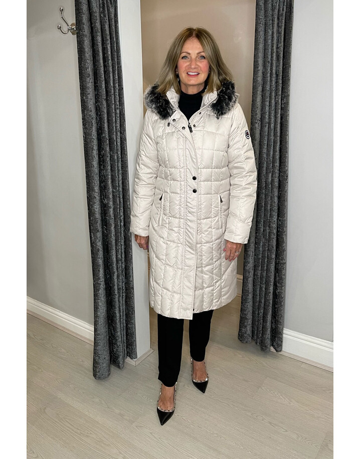Normann Nadia Faux Fur Hooded Coat - Cream