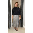 Monroe Metallic Pleated Skirt - Silver