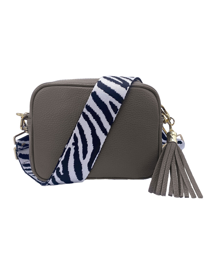 Elie Beaumont Leather Crossbody Bag - Grey with Zebra