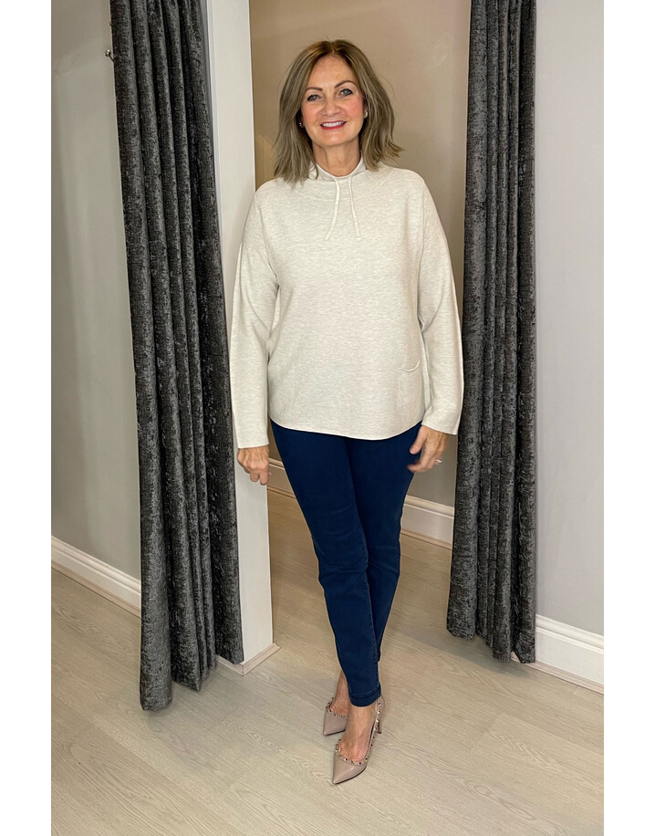 Oui Tie Neck Jumper - Oatmeal