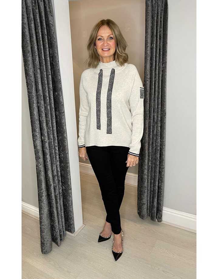 Oui Jumper With Stand-Up Collar - Oatmeal