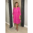 Lea Lace Smock Dress - Fuchsia