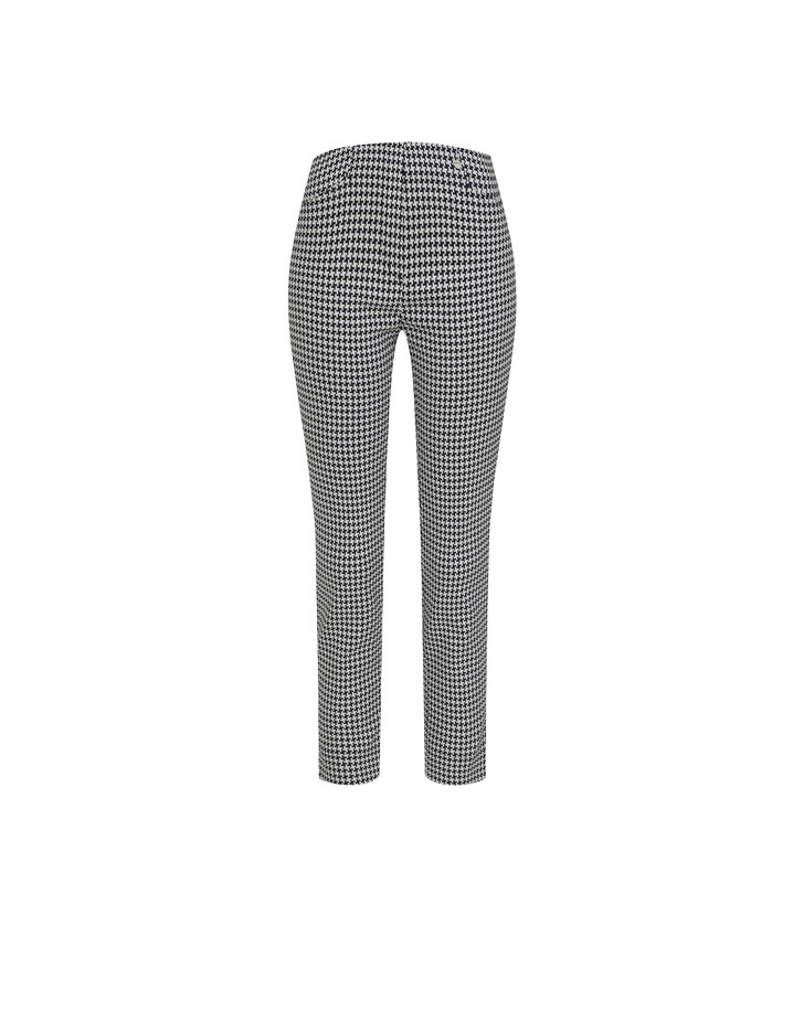Robell Rose 09 Dogtooth Check Trousers - Navy