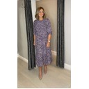 Leyla Leopard Shirred Midi Dress - Lilac