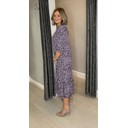 Leyla Leopard Shirred Midi Dress - Lilac - Alternative 1