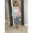Hattie Pussy Bow Blouse - Green Mix