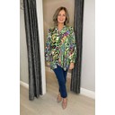 Aria Animal Print Blouse - Green Mix