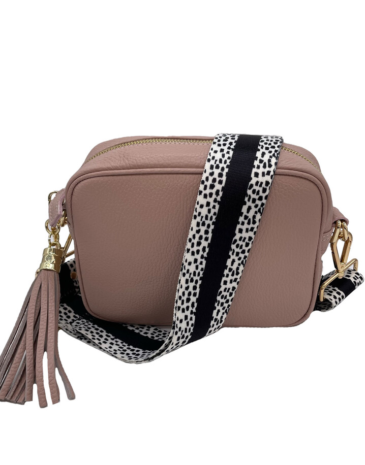 Elie Beaumont Leather Crossbody Bag - Blush Pink with Dalmatian