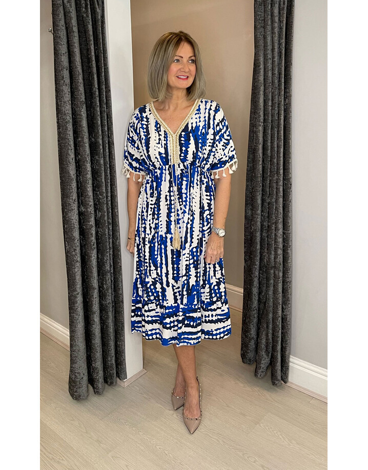 Lucy Cobb Maya Abstract Midi Dress - Navy
