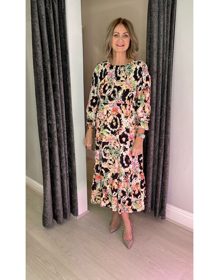 Lucy Cobb Farron Floral Midi dress - Black Mix