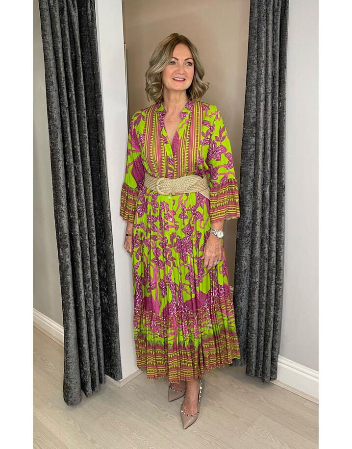 Lucy Cobb Ally Aztec Tiered Dress - Green