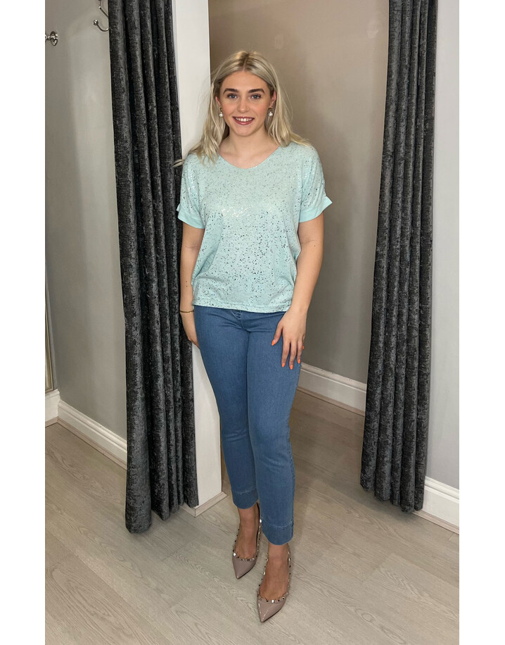 Lucy Cobb Sophia Shimmer Top  - Mint