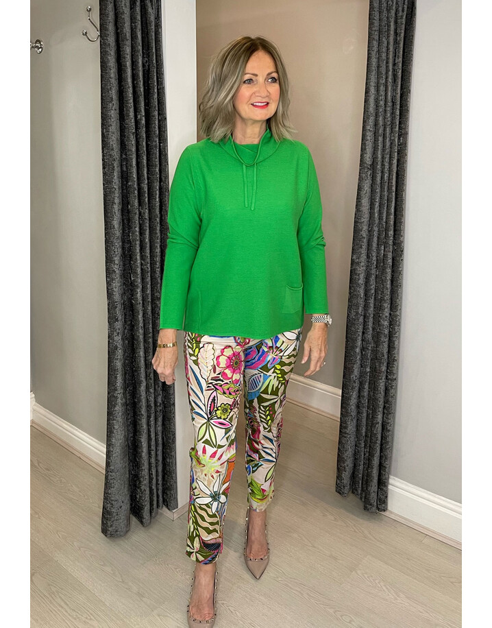 Oui Tie Neck Jumper - Emerald