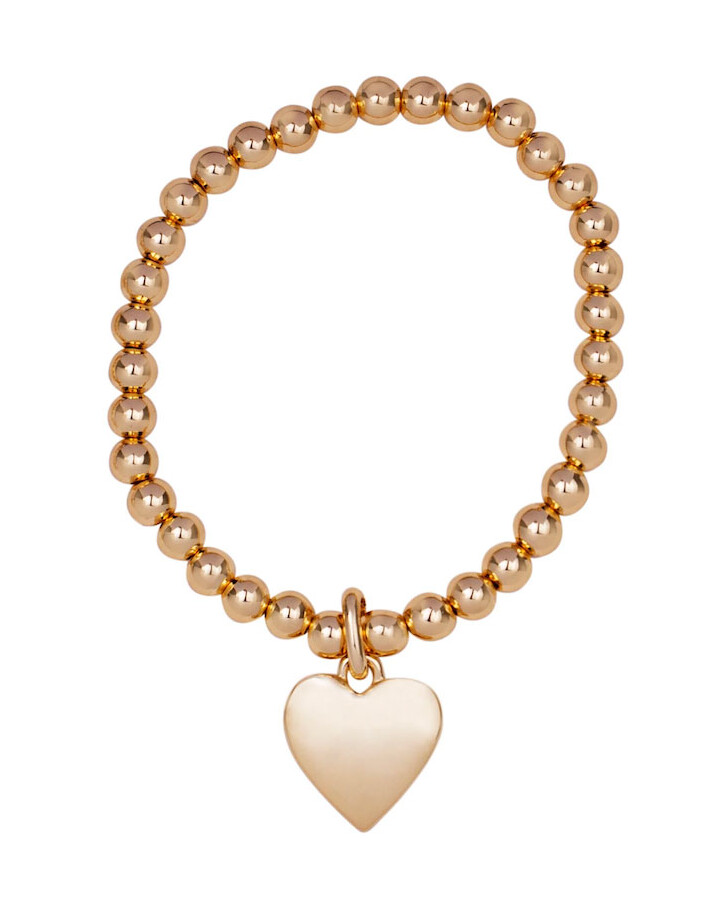 Lucy Cobb Jewellery Solid Heart Elasticated Bracelet - Gold
